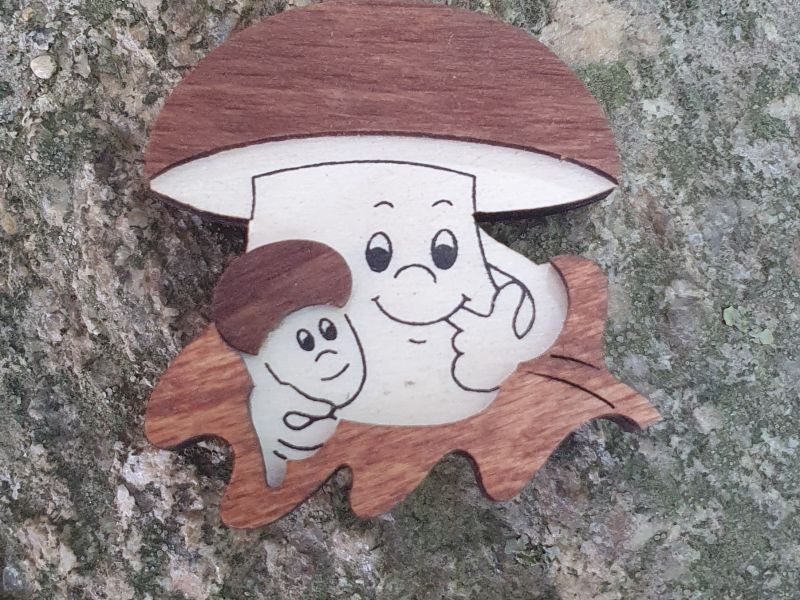 Tupperware Mijadera - Dřevěná magnetka - hříbek